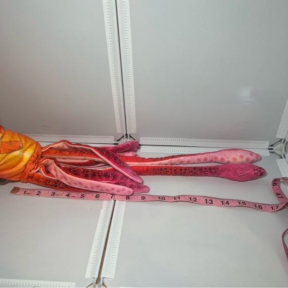 WILD REPUBLIC Giant Squid Large 30” PLUSH Realistic Stuffed Marine Orange Pink - Picture 6 of 6
